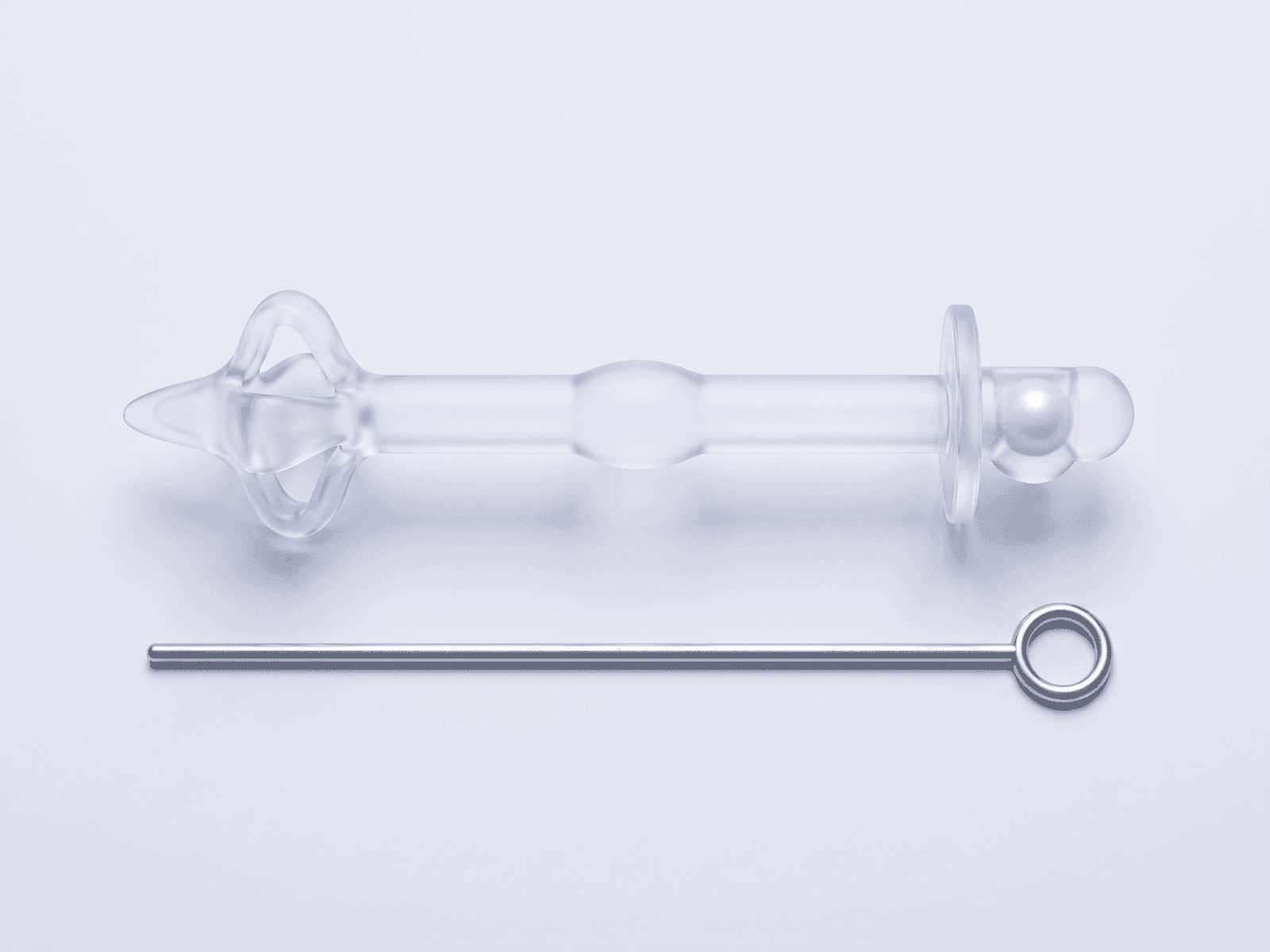 Disposable Sterile Controlled Catheter with ball-bead valve, side view