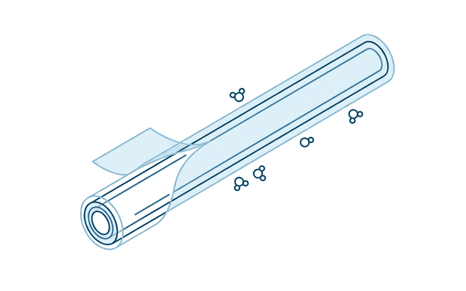 Concept line drawing of a catheter shaft section showing a surface coating layer
